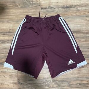 Adidas Boys Shorts Burgundy/ Maroon White Basketball Shorts sz16/ YXL Climacool